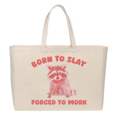 Born To Slay Forced To Work Cotton Canvas Jumbo Tote