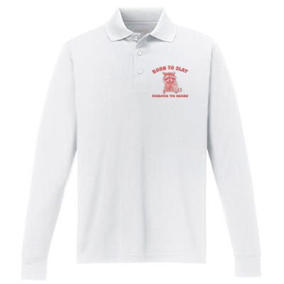 Born To Slay Forced To Work Performance Long Sleeve Polo