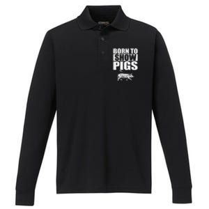 Born To Show Pigs Fuuny Performance Long Sleeve Polo