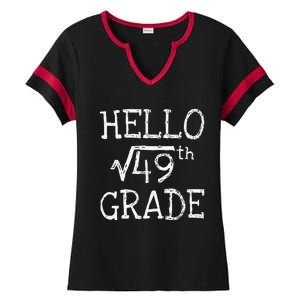 Back To School 7th Grade Square Root Of 49 Math Teacher Ladies Halftime Notch Neck Tee