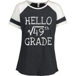 Back To School 7th Grade Square Root Of 49 Math Teacher Enza Ladies Jersey Colorblock Tee