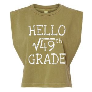 Back To School 7th Grade Square Root Of 49 Math Teacher Garment-Dyed Women's Muscle Tee