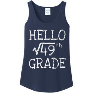 Back To School 7th Grade Square Root Of 49 Math Teacher Ladies Essential Tank