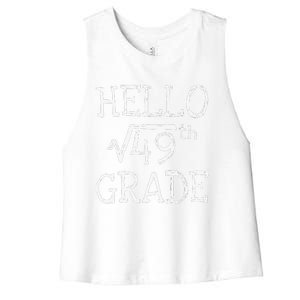 Back To School 7th Grade Square Root Of 49 Math Teacher Women's Racerback Cropped Tank