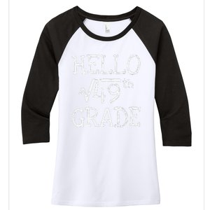 Back To School 7th Grade Square Root Of 49 Math Teacher Women's Tri-Blend 3/4-Sleeve Raglan Shirt