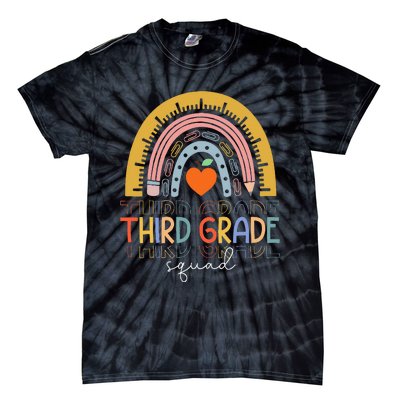 Back To School Rainbow Third Grade Squad Teachers Student Tie-Dye T-Shirt