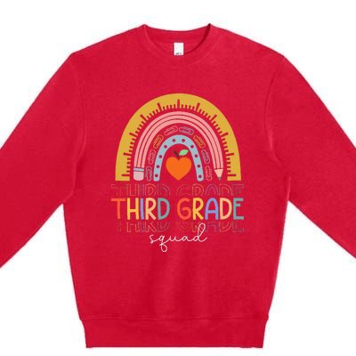 Back To School Rainbow Third Grade Squad Teachers Student Premium Crewneck Sweatshirt