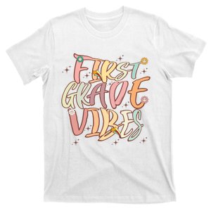 Back To School First Grade Vibes Retro Teacher Women Kids T-Shirt