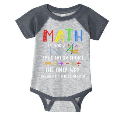 Back To School Math Is Not A Spectator Sport Math Teacher Infant Baby Jersey Bodysuit