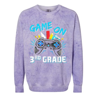 Back To School Game On Third Grade Gaming Student Funny Gift Colorblast Crewneck Sweatshirt