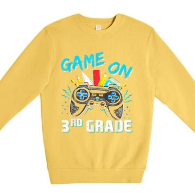 Back To School Game On Third Grade Gaming Student Funny Gift Premium Crewneck Sweatshirt