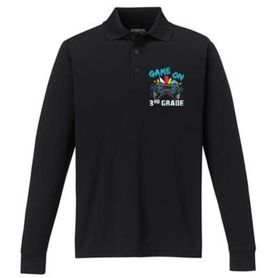 Back To School Game On Third Grade Gaming Student Funny Gift Performance Long Sleeve Polo