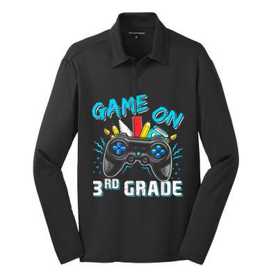 Back To School Game On Third Grade Gaming Student Funny Gift Silk Touch Performance Long Sleeve Polo