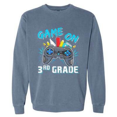 Back To School Game On Third Grade Gaming Student Funny Gift Garment-Dyed Sweatshirt