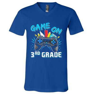 Back To School Game On Third Grade Gaming Student Funny Gift V-Neck T-Shirt