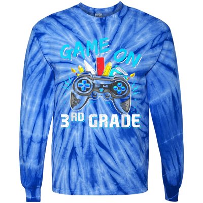 Back To School Game On Third Grade Gaming Student Funny Gift Tie-Dye Long Sleeve Shirt