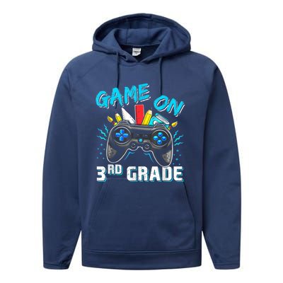 Back To School Game On Third Grade Gaming Student Funny Gift Performance Fleece Hoodie