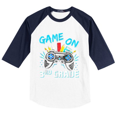 Back To School Game On Third Grade Gaming Student Funny Gift Baseball Sleeve Shirt