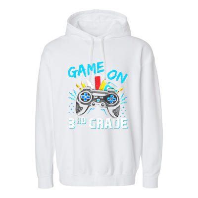 Back To School Game On Third Grade Gaming Student Funny Gift Garment-Dyed Fleece Hoodie