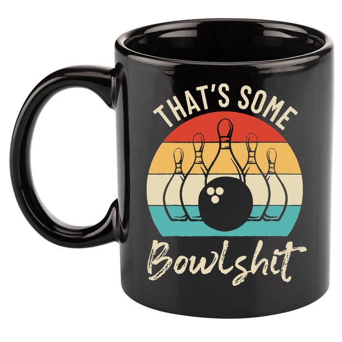 Bowling Thats Some Bowlshit Retro Bowling Lovers Bowler 11oz C Handle Ceramic Mug