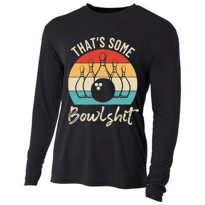 Bowling Thats Some Bowlshit Retro Bowling Lovers Bowler Cooling Performance Long Sleeve Crew