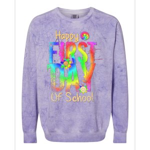 Back To School Teacher Student Happy First Day Of School Colorblast Crewneck Sweatshirt