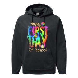 Back To School Teacher Student Happy First Day Of School Performance Fleece Hoodie