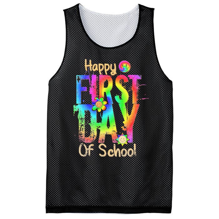 Back To School Teacher Student Happy First Day Of School Mesh Reversible Basketball Jersey Tank