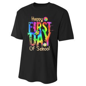 Back To School Teacher Student Happy First Day Of School Performance Sprint T-Shirt