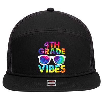 Back To School Funny 4th Grade Vibes First Day Teacher 7 Panel Mesh Trucker Snapback Hat