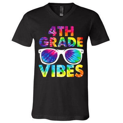 Back To School Funny 4th Grade Vibes First Day Teacher V-Neck T-Shirt