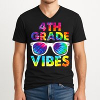 Back To School Funny 4th Grade Vibes First Day Teacher V-Neck T-Shirt