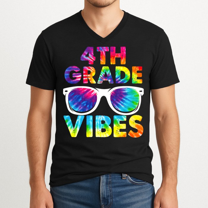 Back To School Funny 4th Grade Vibes First Day Teacher V-Neck T-Shirt