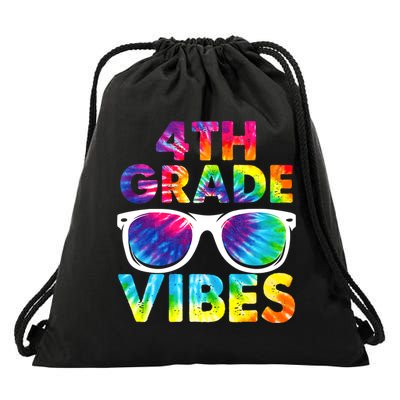 Back To School Funny 4th Grade Vibes First Day Teacher Drawstring Bag