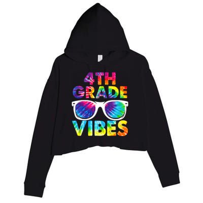 Back To School Funny 4th Grade Vibes First Day Teacher Crop Fleece Hoodie