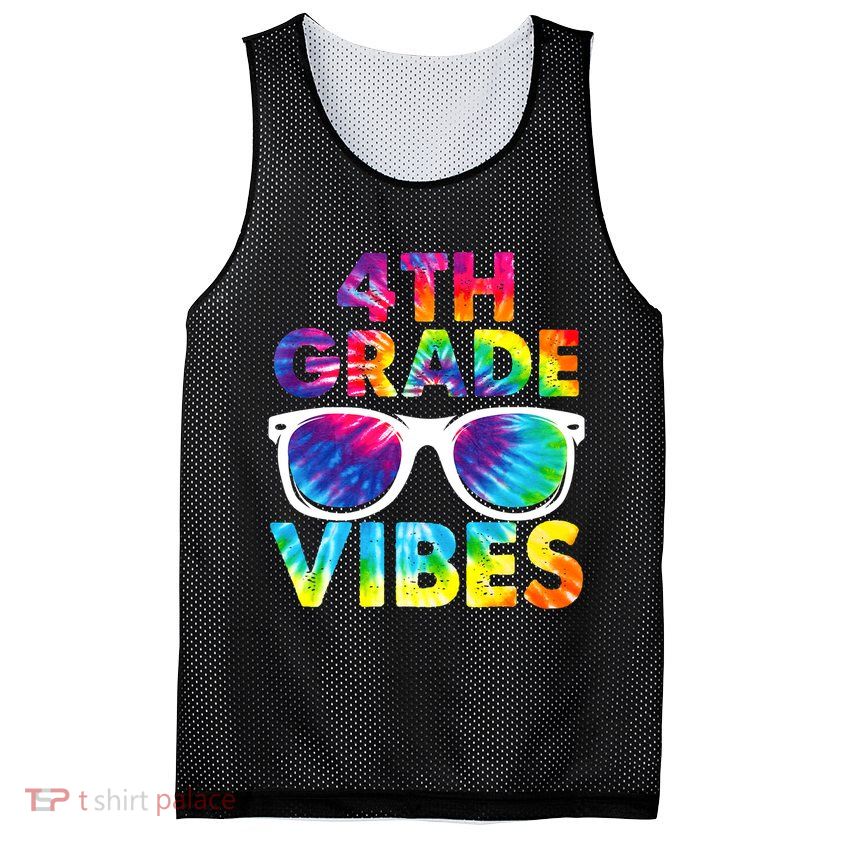 Back To School Funny 4th Grade Vibes First Day Teacher Mesh Reversible Basketball Jersey Tank