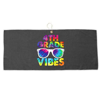 Back To School Funny 4th Grade Vibes First Day Teacher Large Microfiber Waffle Golf Towel
