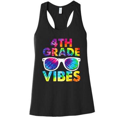 Back To School Funny 4th Grade Vibes First Day Teacher Women's Racerback Tank