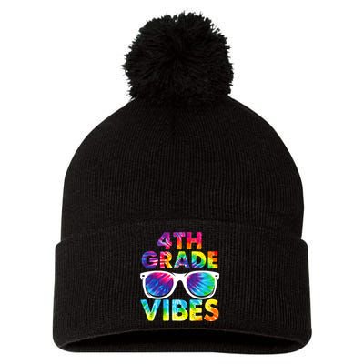 Back To School Funny 4th Grade Vibes First Day Teacher Pom Pom 12in Knit Beanie