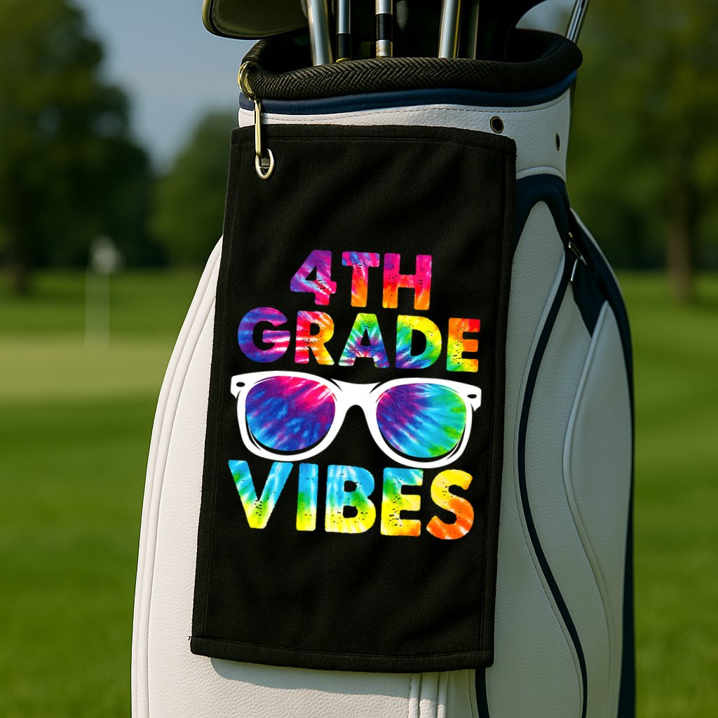 Back To School Funny 4th Grade Vibes First Day Teacher Golf Towel