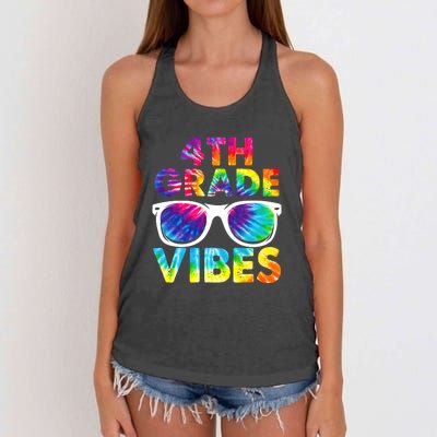 Back To School Funny 4th Grade Vibes First Day Teacher Women's Knotted Racerback Tank