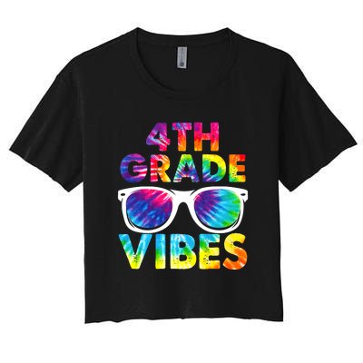 Back To School Funny 4th Grade Vibes First Day Teacher Women's Crop Top Tee