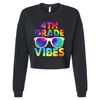 Back To School Funny 4th Grade Vibes First Day Teacher Cropped Pullover Crew