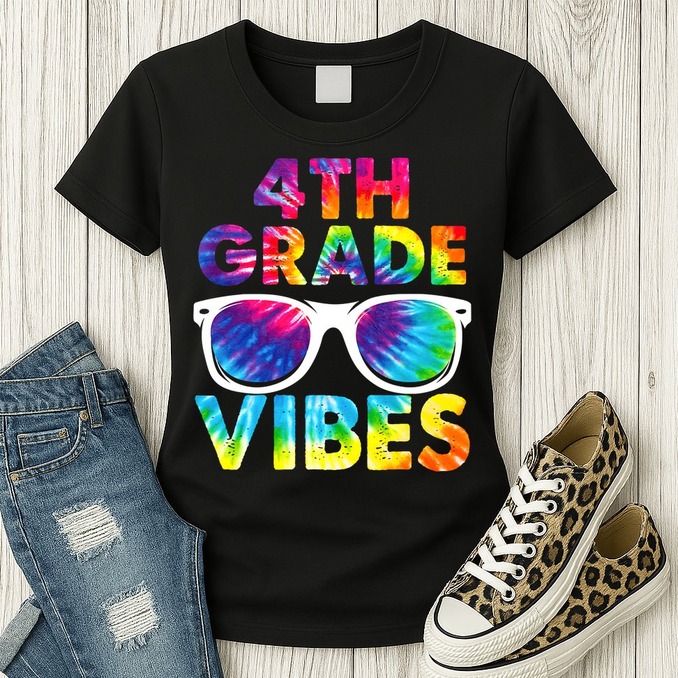Back To School Funny 4th Grade Vibes First Day Teacher Womens T-Shirt
