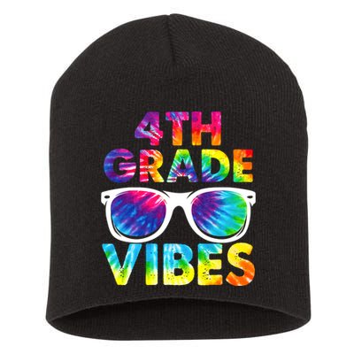 Back To School Funny 4th Grade Vibes First Day Teacher Short Acrylic Beanie