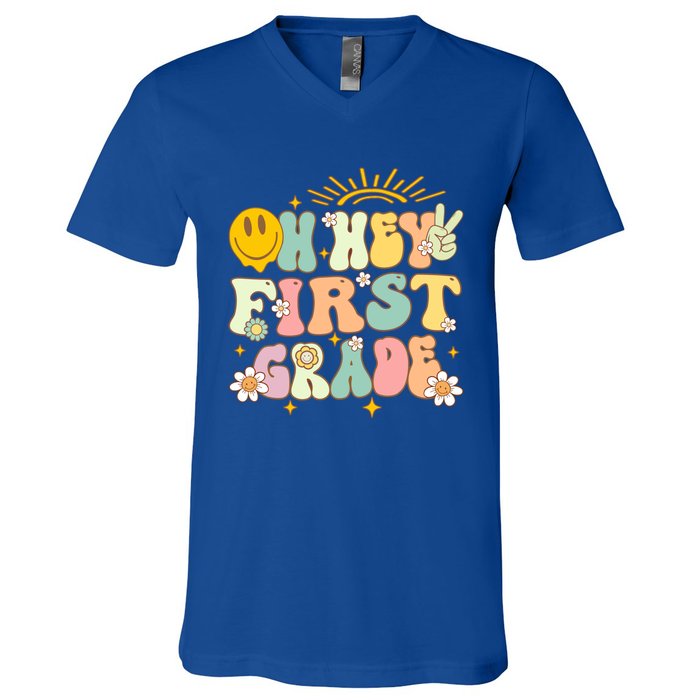 Back To School Students Teachers Oh Hey 1St First Grade Gift V-Neck T-Shirt