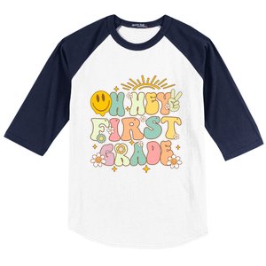 Back To School Students Teachers Oh Hey 1St First Grade Gift Baseball Sleeve Shirt