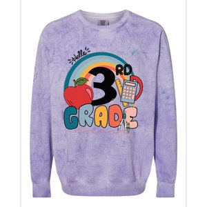 Back To School Hello 3Rd Grade Rainbowprint Second Grade Te Gift Colorblast Crewneck Sweatshirt