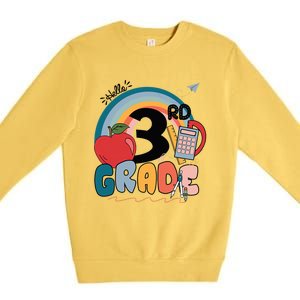 Back To School Hello 3Rd Grade Rainbowprint Second Grade Te Gift Premium Crewneck Sweatshirt