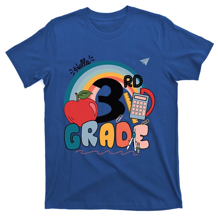 Back To School Hello 3Rd Grade Rainbowprint Second Grade Te Gift T-Shirt